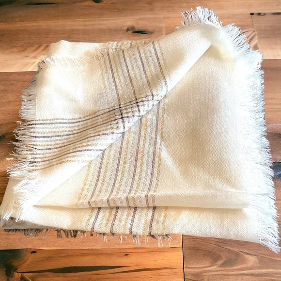 Echo Accessories - ECHO Made in Japan Vintage Cream Large Scarf Wrap with Metallic Threads